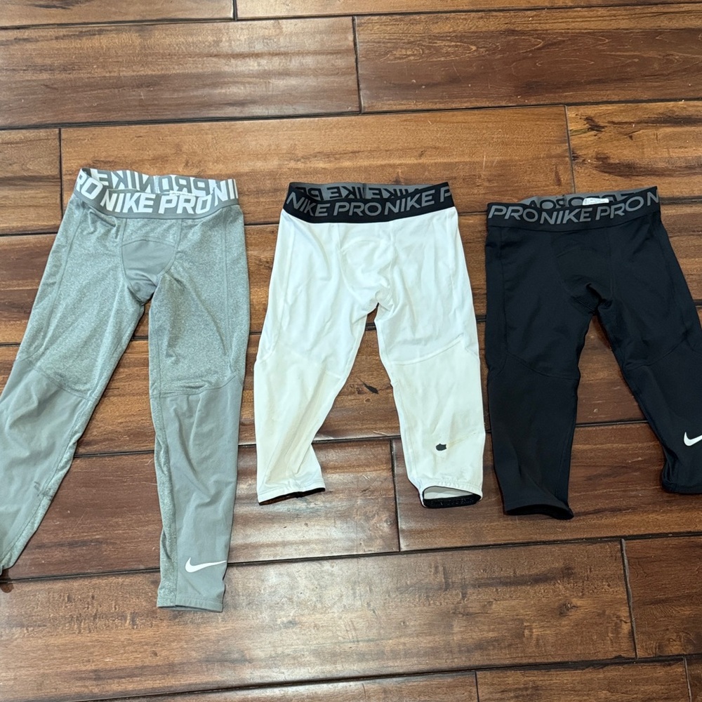 Nike Kids Leggings Trio - Gray, White, Black (XS, S, S)